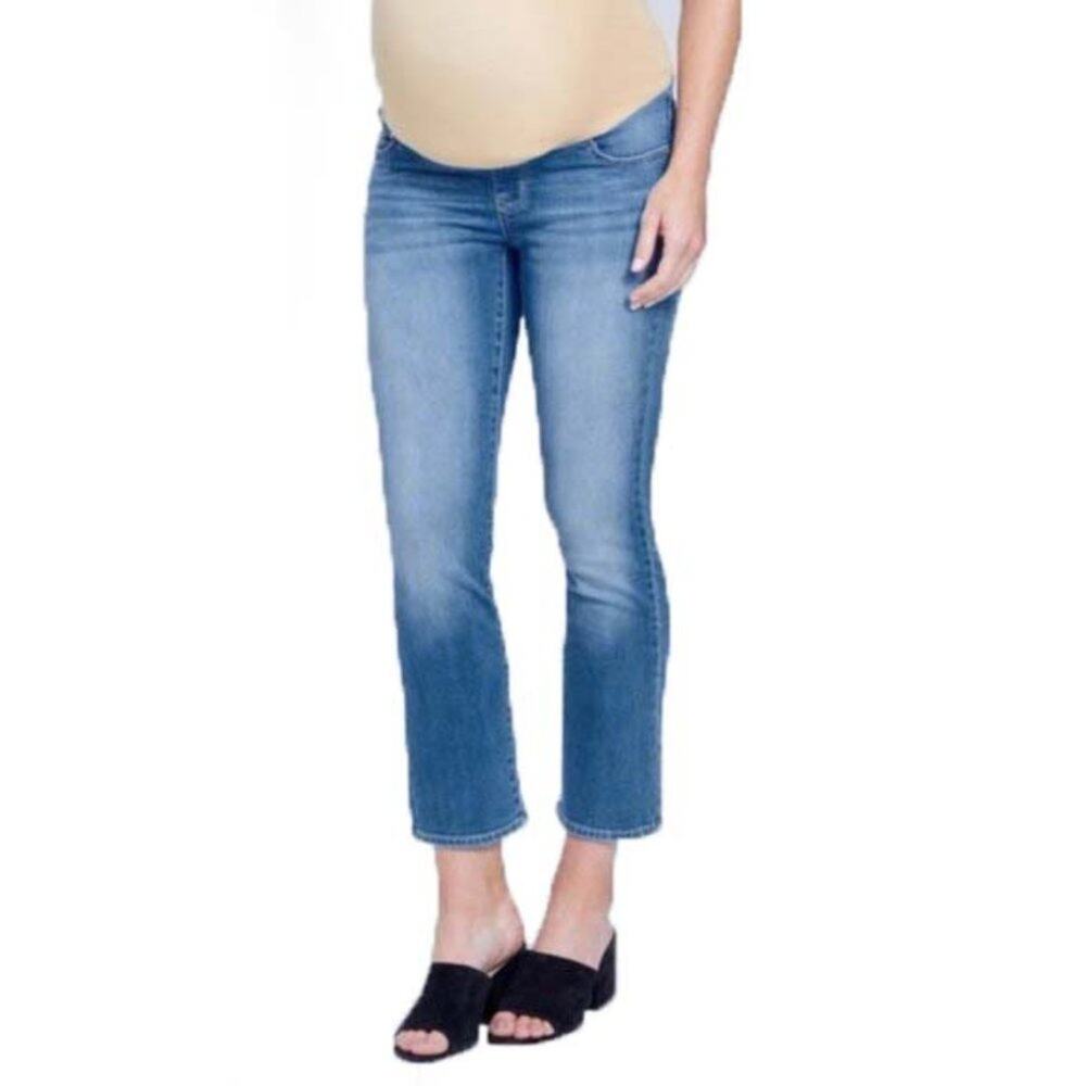 Seven7 Maternity Mid Rise Ankle Boot Cut Jeans Women's 10 Medium Blue Wash NWT